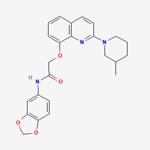 molecular formula C24H25N3O4 B2534165 N-(苯并[d][1,3]二氧杂环-5-基)-2-((2-(3-甲基哌啶-1-基)喹啉-8-基)氧基)乙酰胺 CAS No. 921807-73-0