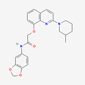 molecular formula C24H25N3O4 B2534165 N-(2H-1,3-benzodioxol-5-yl)-2-{[2-(3-methylpiperidin-1-yl)quinolin-8-yl]oxy}acetamide CAS No. 921807-73-0