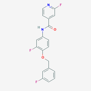 molecular formula C19H13F3N2O2 B2534166 2-fluoro-N-{3-fluoro-4-[(3-fluorophenyl)methoxy]phenyl}pyridine-4-carboxamide CAS No. 1390613-04-3