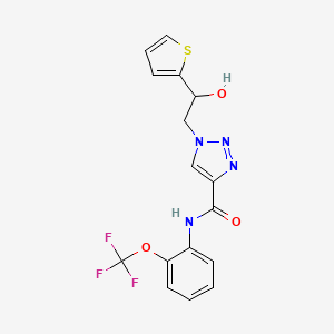 molecular formula C16H13F3N4O3S B2534167 1-(2-hydroxy-2-(thiophen-2-yl)ethyl)-N-(2-(trifluoromethoxy)phenyl)-1H-1,2,3-triazole-4-carboxamide CAS No. 2034393-10-5