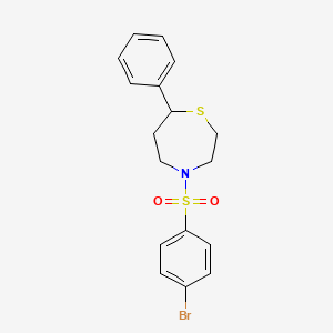 molecular formula C17H18BrNO2S2 B2534175 4-(4-bromobenzenesulfonyl)-7-phenyl-1,4-thiazepane CAS No. 1797185-29-5