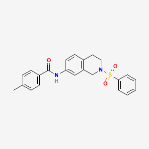 molecular formula C23H22N2O3S B2534176 4-methyl-N-(2-(phenylsulfonyl)-1,2,3,4-tetrahydroisoquinolin-7-yl)benzamide CAS No. 954639-30-6