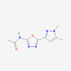 molecular formula C9H11N5O2 B2534178 N-(5-(1,5-dimethyl-1H-pyrazol-3-yl)-1,3,4-oxadiazol-2-yl)acetamide CAS No. 1171233-88-7