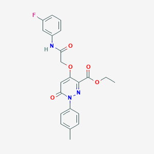 molecular formula C22H20FN3O5 B2534192 Ethyl 4-(2-((3-fluorophenyl)amino)-2-oxoethoxy)-6-oxo-1-(p-tolyl)-1,6-dihydropyridazine-3-carboxylate CAS No. 899732-93-5