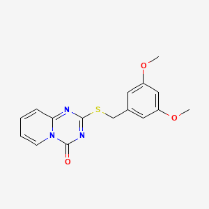 molecular formula C16H15N3O3S B2534194 2-[(3,5-Dimethoxyphenyl)methylsulfanyl]pyrido[1,2-a][1,3,5]triazin-4-one CAS No. 896332-95-9