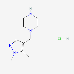 molecular formula C10H19ClN4 B2534198 1-[(1,5-dimethyl-1H-pyrazol-4-yl)methyl]piperazine hydrochloride CAS No. 1049764-85-3