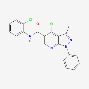 molecular formula C20H14Cl2N4O B2534199 4-chloro-N-(2-chlorophenyl)-3-methyl-1-phenyl-1H-pyrazolo[3,4-b]pyridine-5-carboxamide CAS No. 899985-55-8