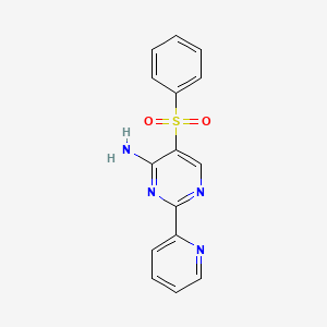 molecular formula C15H12N4O2S B2534201 5-(苯磺酰基)-2-(2-吡啶基)-4-嘧啶胺 CAS No. 339107-42-5