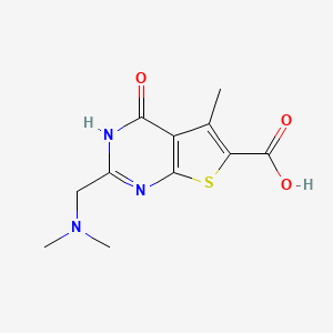 molecular formula C11H13N3O3S B2534205 Ácido 2-[(dimetilamino)metil]-5-metil-4-oxo-3H,4H-tieno[2,3-d]pirimidin-6-carboxílico CAS No. 1225810-82-1