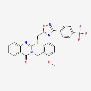 molecular formula C26H19F3N4O3S B2534213 3-(2-methoxybenzyl)-2-(((3-(4-(trifluoromethyl)phenyl)-1,2,4-oxadiazol-5-yl)methyl)thio)quinazolin-4(3H)-one CAS No. 2034326-54-8