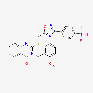 molecular formula C26H19F3N4O3S B2534213 3-(2-Methoxybenzyl)-2-(((3-(4-(Trifluormethyl)phenyl)-1,2,4-oxadiazol-5-yl)methyl)thio)chinazolin-4(3H)-on CAS No. 2034326-54-8