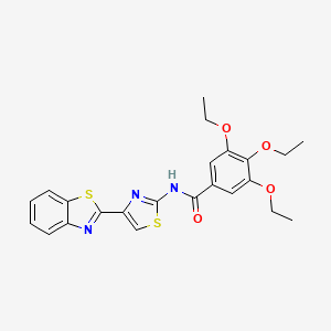 molecular formula C23H23N3O4S2 B2534214 N-[4-(1,3-苯并噻唑-2-基)-1,3-噻唑-2-基]-3,4,5-三乙氧基苯甲酰胺 CAS No. 398999-41-2