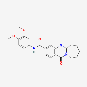 molecular formula C23H27N3O4 B2534215 N-(3,4-dimethoxyphenyl)-5-methyl-12-oxo-5,5a,6,7,8,9,10,12-octahydroazepino[2,1-b]quinazoline-3-carboxamide CAS No. 1775408-74-6