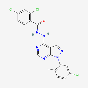 molecular formula C19H13Cl3N6O B2534219 2,4-二氯-N'-[1-(5-氯-2-甲基苯基)-1H-吡唑并[3,4-d]嘧啶-4-基]苯甲酰肼 CAS No. 881082-43-5