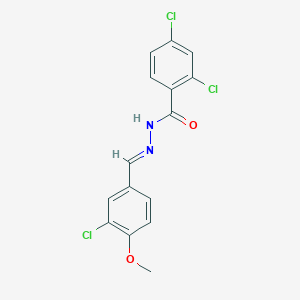 molecular formula C15H11Cl3N2O2 B2534225 2,4-二氯-N'-[(1E)-(3-氯-4-甲氧基苯基)亚甲基]苯甲酰肼 CAS No. 861207-71-8