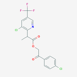 molecular formula C17H12Cl2F3NO3 B2534228 2-(4-氯苯基)-2-氧代乙基 2-(3-氯-5-(三氟甲基)-2-吡啶基)丙酸酯 CAS No. 303148-46-1