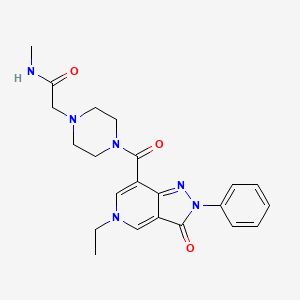 molecular formula C22H26N6O3 B2534229 2-(4-(5-ethyl-3-oxo-2-phenyl-3,5-dihydro-2H-pyrazolo[4,3-c]pyridine-7-carbonyl)piperazin-1-yl)-N-methylacetamide CAS No. 1040649-81-7