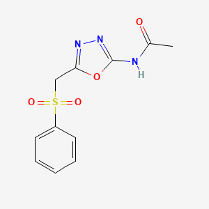 molecular formula C11H11N3O4S B2534239 N-(5-((phenylsulfonyl)methyl)-1,3,4-oxadiazol-2-yl)acetamide CAS No. 923436-35-5