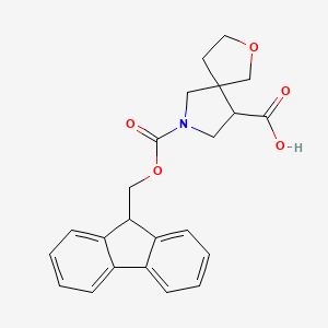 molecular formula C23H23NO5 B2534240 7-(((9H-Fluoren-9-yl)methoxy)carbonyl)-2-oxa-7-azaspiro[4.4]nonane-9-carboxylic acid CAS No. 2125660-80-0