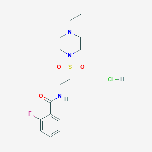 molecular formula C15H23ClFN3O3S B2534245 N-(2-((4-ethylpiperazin-1-yl)sulfonyl)ethyl)-2-fluorobenzamide hydrochloride CAS No. 1330299-88-1