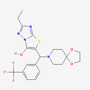 molecular formula C21H23F3N4O3S B2534247 5-(1,4-Dioxa-8-azaspiro[4.5]decan-8-yl(3-(trifluoromethyl)phenyl)methyl)-2-ethylthiazolo[3,2-b][1,2,4]triazol-6-ol CAS No. 886909-52-0