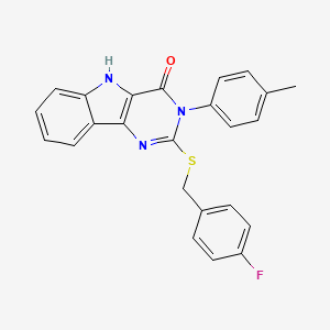 molecular formula C24H18FN3OS B2534248 2-((4-氟苄基)硫代)-3-(对甲苯基)-3H-嘧啶并[5,4-b]吲哚-4(5H)-酮 CAS No. 536705-00-7