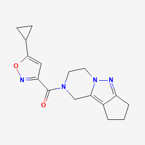 molecular formula C16H18N4O2 B2534250 (5-cyclopropylisoxazol-3-yl)(3,4,8,9-tetrahydro-1H-cyclopenta[3,4]pyrazolo[1,5-a]pyrazin-2(7H)-yl)methanone CAS No. 2034455-95-1