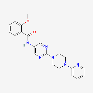 molecular formula C21H22N6O2 B2534251 2-methoxy-N-(2-(4-(pyridin-2-yl)piperazin-1-yl)pyrimidin-5-yl)benzamide CAS No. 1396630-69-5