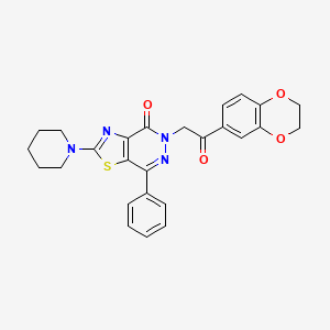 molecular formula C26H24N4O4S B2534258 5-(2-(2,3-dihydrobenzo[b][1,4]dioxin-6-yl)-2-oxoethyl)-7-phenyl-2-(piperidin-1-yl)thiazolo[4,5-d]pyridazin-4(5H)-one CAS No. 1203366-60-2