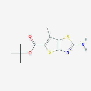 molecular formula C11H14N2O2S2 B2534265 Tert-butyl 2-amino-6-methylthieno[2,3-d][1,3]thiazole-5-carboxylate CAS No. 2248284-35-5