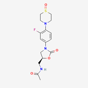 molecular formula C16H20FN3O4S B2534268 (S)-N-((3-(3-フルオロ-4-(1-オキシドチオモルフォリノ)フェニル)-2-オキソオキサゾリジン-5-イル)メチル)アセトアミド CAS No. 168828-60-2