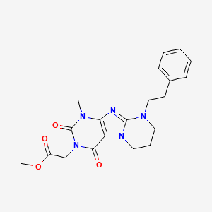 molecular formula C20H23N5O4 B2534277 2-(2,4-diketo-1-methyl-9-phenethyl-7,8-dihydro-6H-purino[7,8-a]pyrimidin-3-yl)acetic acid methyl ester CAS No. 850901-20-1