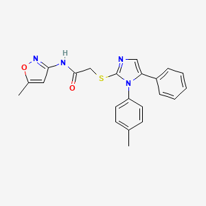 molecular formula C22H20N4O2S B2534282 N-(5-甲基异恶唑-3-基)-2-((5-苯基-1-(对甲苯基)-1H-咪唑-2-基)硫代)乙酰胺 CAS No. 1207042-22-5