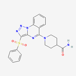 molecular formula C21H20N6O3S B2534283 1-[3-(Phenylsulfonyl)[1,2,3]triazolo[1,5-a]quinazolin-5-yl]piperidine-4-carboxamide CAS No. 893274-52-7
