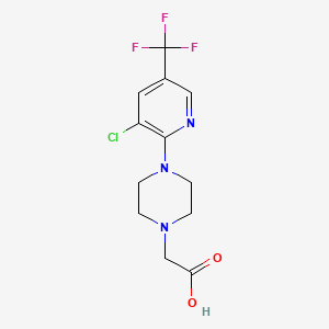molecular formula C12H13ClF3N3O2 B2534284 2-{4-[3-Chloro-5-(trifluoromethyl)-2-pyridinyl]piperazino}acetic acid CAS No. 400088-70-2