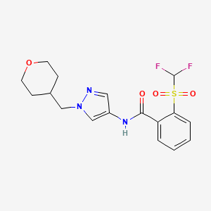 molecular formula C17H19F2N3O4S B2534285 2-((difluoromethyl)sulfonyl)-N-(1-((tetrahydro-2H-pyran-4-yl)methyl)-1H-pyrazol-4-yl)benzamide CAS No. 1705842-34-7
