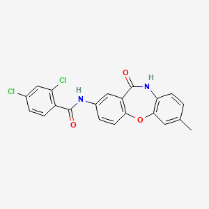 molecular formula C21H14Cl2N2O3 B2534291 2,4-二氯-N-(2-甲基-6-氧代-5H-苯并[b][1,4]苯并恶二嗪-8-基)苯甲酰胺 CAS No. 866152-18-3
