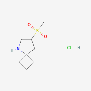 molecular formula C8H16ClNO2S B2534300 7-Methylsulfonyl-5-azaspiro[3.4]octane;hydrochloride CAS No. 2460757-45-1