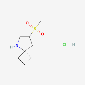 molecular formula C8H16ClNO2S B2534300 7-甲基磺酰基-5-氮杂螺[3.4]辛烷; 盐酸盐 CAS No. 2460757-45-1