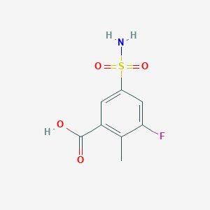 molecular formula C8H8FNO4S B2534302 3-氟-2-甲基-5-磺酰基苯甲酸 CAS No. 2044870-83-7