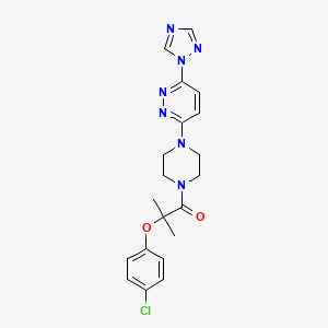molecular formula C20H22ClN7O2 B2534305 1-(4-(6-(1H-1,2,4-triazol-1-yl)pyridazin-3-yl)piperazin-1-yl)-2-(4-chlorophenoxy)-2-methylpropan-1-one CAS No. 2034279-11-1