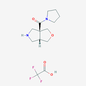 molecular formula C13H19F3N2O4 B2534320 [(3As,6aS)-1,3,4,5,6,6a-hexahydrofuro[3,4-c]pyrrol-3a-yl]-pyrrolidin-1-ylmethanone;2,2,2-trifluoroacetic acid CAS No. 2241130-46-9