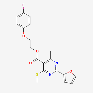 molecular formula C19H17FN2O4S B2534322 2-(4-Fluorophenoxy)ethyl 2-(furan-2-yl)-4-methyl-6-methylsulfanylpyrimidine-5-carboxylate CAS No. 1050557-20-4