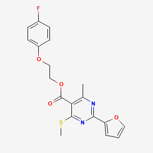 molecular formula C19H17FN2O4S B2534322 2-(4-氟苯氧基)乙基 2-(呋喃-2-基)-4-甲基-6-甲硫基嘧啶-5-羧酸酯 CAS No. 1050557-20-4