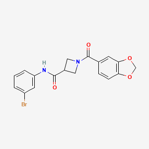 molecular formula C18H15BrN2O4 B2534323 1-(benzo[d][1,3]dioxole-5-carbonyl)-N-(3-bromophenyl)azetidine-3-carboxamide CAS No. 1396875-36-7