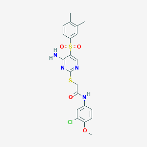 molecular formula C21H21ClN4O4S2 B2534329 2-((4-amino-5-((3,4-dimethylphenyl)sulfonyl)pyrimidin-2-yl)thio)-N-(3-chloro-4-methoxyphenyl)acetamide CAS No. 894951-89-4