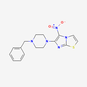 molecular formula C16H17N5O2S B2534334 6-(4-苄基哌嗪)-5-硝基咪唑并[2,1-b][1,3]噻唑 CAS No. 339022-16-1