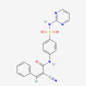 molecular formula C20H15N5O3S B2534335 (Z)-2-Cyano-3-phenyl-N-[4-(pyrimidin-2-ylsulfamoyl)phenyl]prop-2-enamide CAS No. 875302-54-8