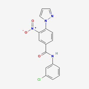 molecular formula C16H11ClN4O3 B2534342 N-(3-chlorophenyl)-3-nitro-4-(1H-pyrazol-1-yl)benzenecarboxamide CAS No. 321553-60-0