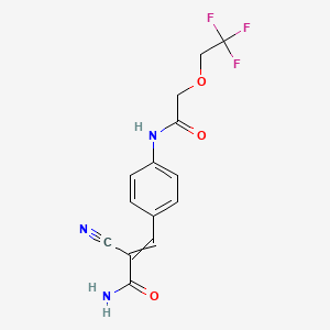 molecular formula C14H12F3N3O3 B2534344 2-Cyano-3-{4-[2-(2,2,2-trifluoroethoxy)acetamido]phenyl}prop-2-enamide CAS No. 1424624-44-1